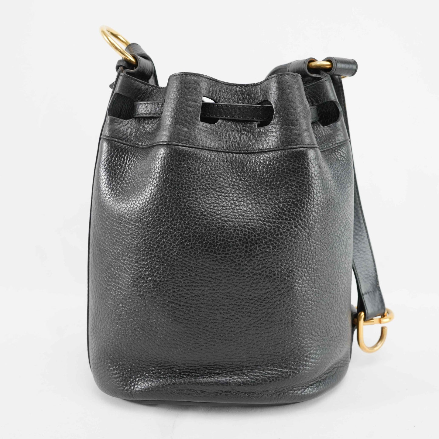 Delvaux Le Sac Seau Drawstring Bucket Bag in Black Taurillon Leather