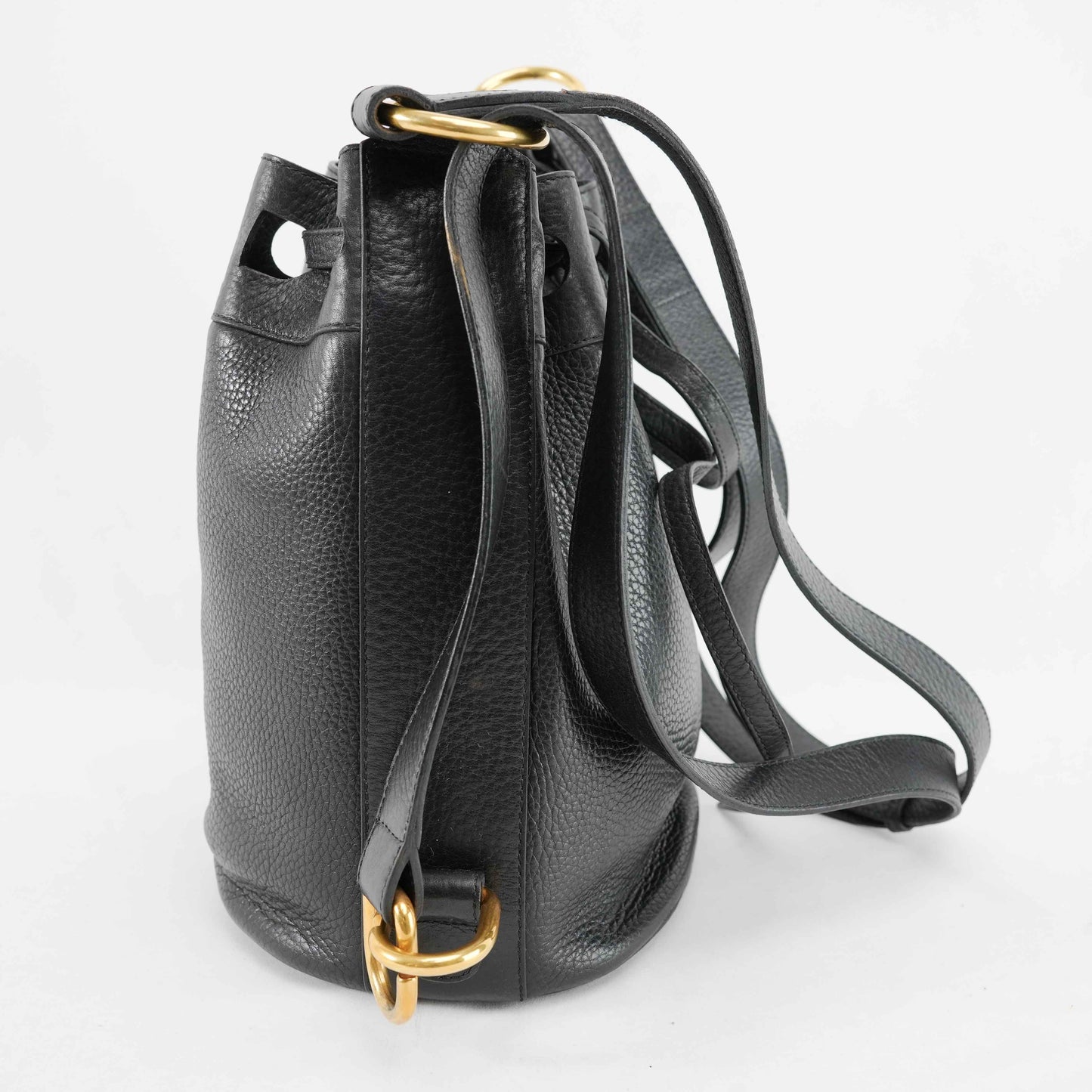 Delvaux Le Sac Seau Drawstring Bucket Bag in Black Taurillon Leather