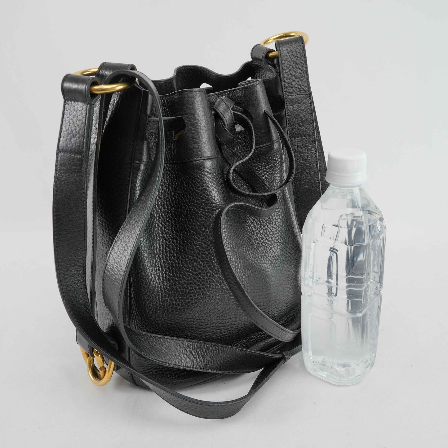 Delvaux Le Sac Seau Drawstring Bucket Bag in Black Taurillon Leather