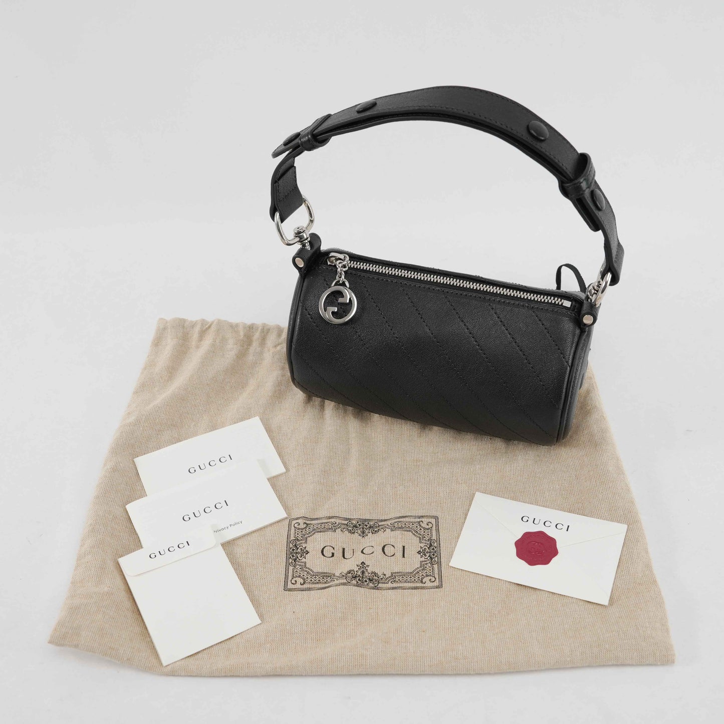 Gucci Blondie Mini Barrel Bag in Black Leather