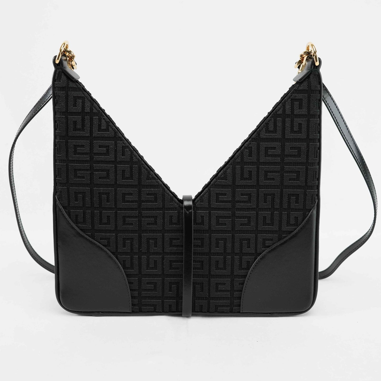 Givenchy Cut Out 4G Monogram Crossbody Bag in Black Canvas and Leather