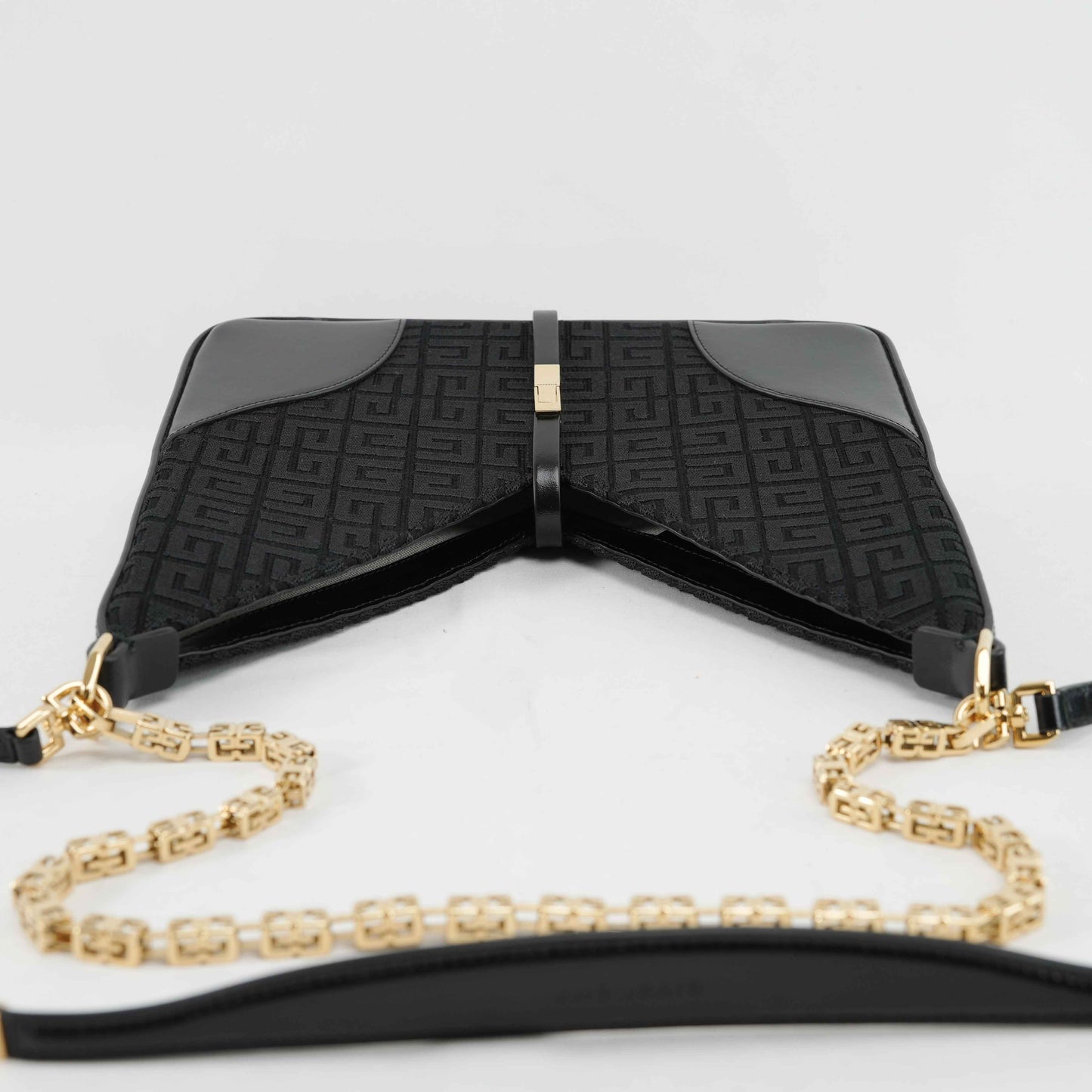 Givenchy Cut Out 4G Monogram Crossbody Bag in Black Canvas and Leather