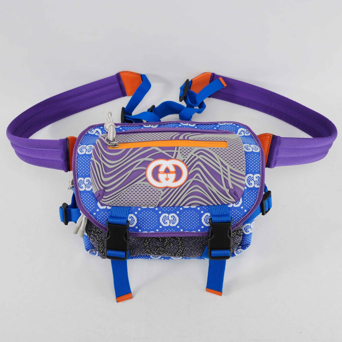 Gucci GG Multicolor Outdoor Technical Canvas Backpack/Body bag – Blue/Purple/Orange