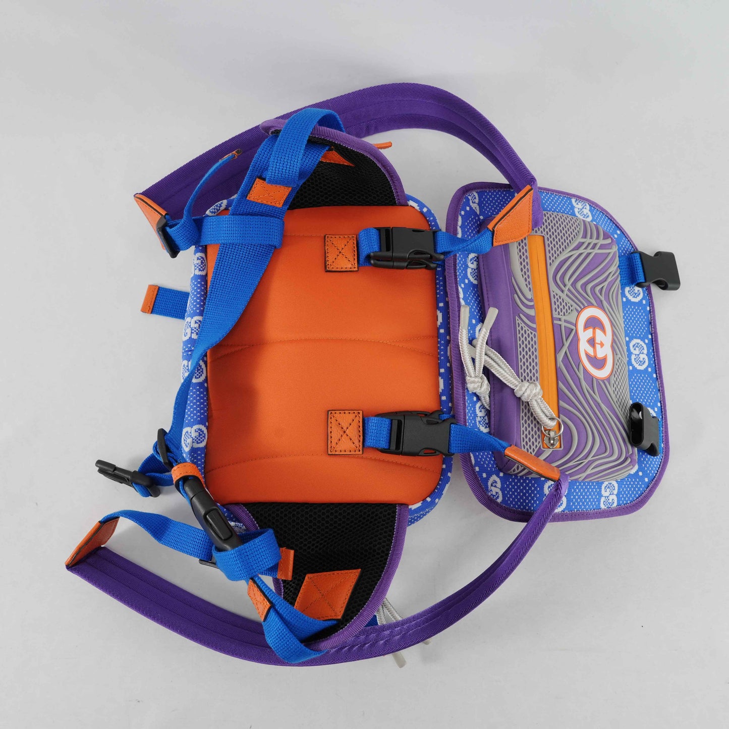 Gucci GG Multicolor Outdoor Technical Canvas Backpack/Body bag – Blue/Purple/Orange