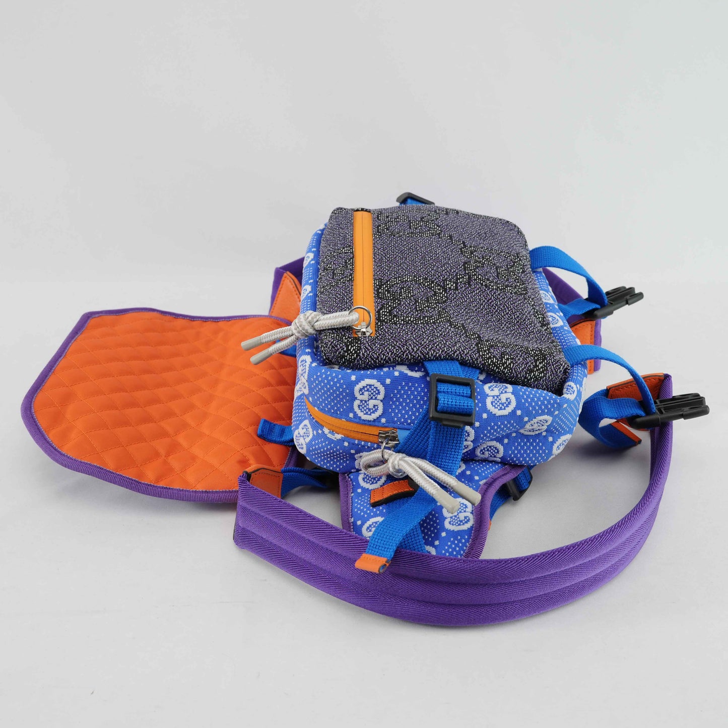 Gucci GG Multicolor Outdoor Technical Canvas Backpack/Body bag – Blue/Purple/Orange