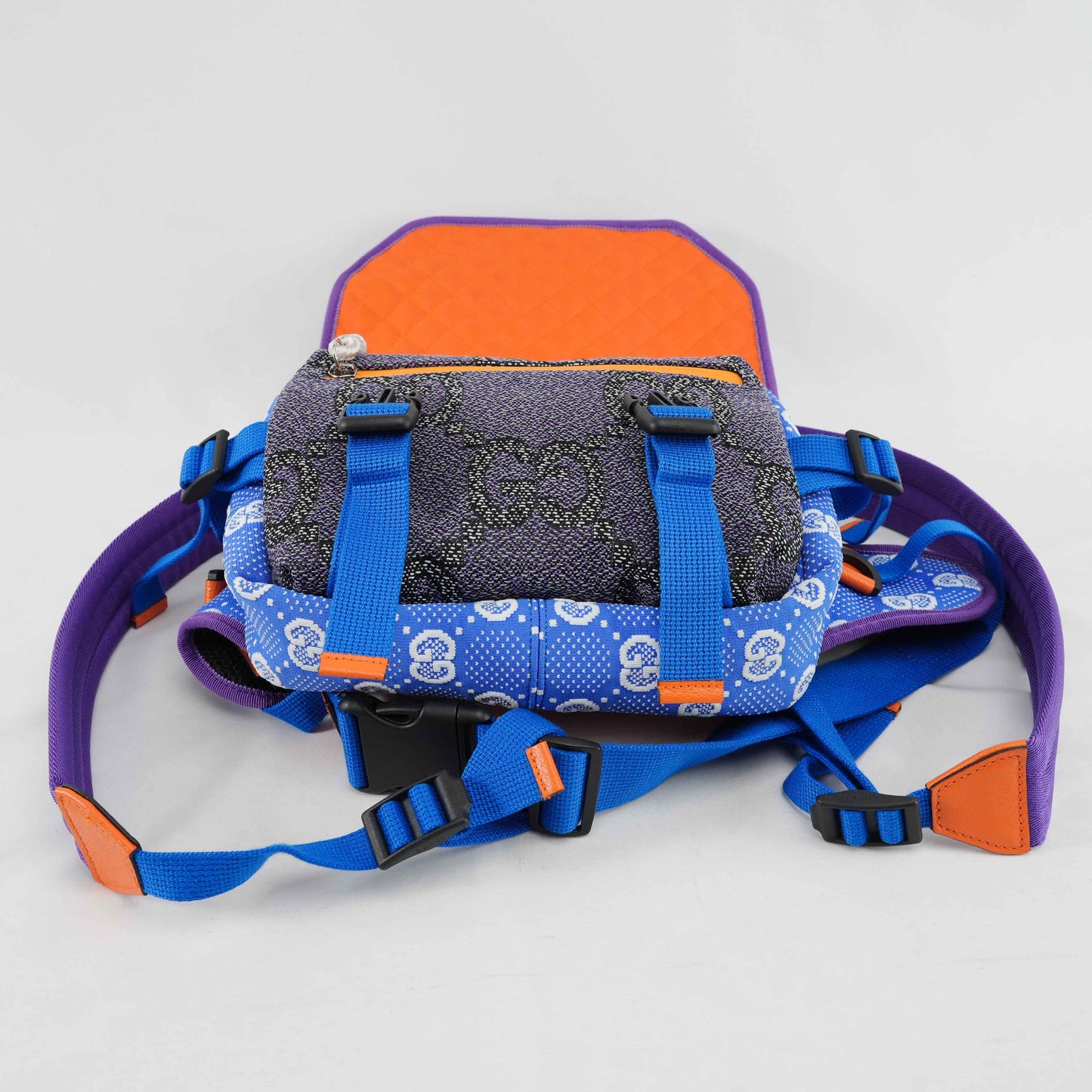 Gucci GG Multicolor Outdoor Technical Canvas Backpack/Body bag – Blue/Purple/Orange