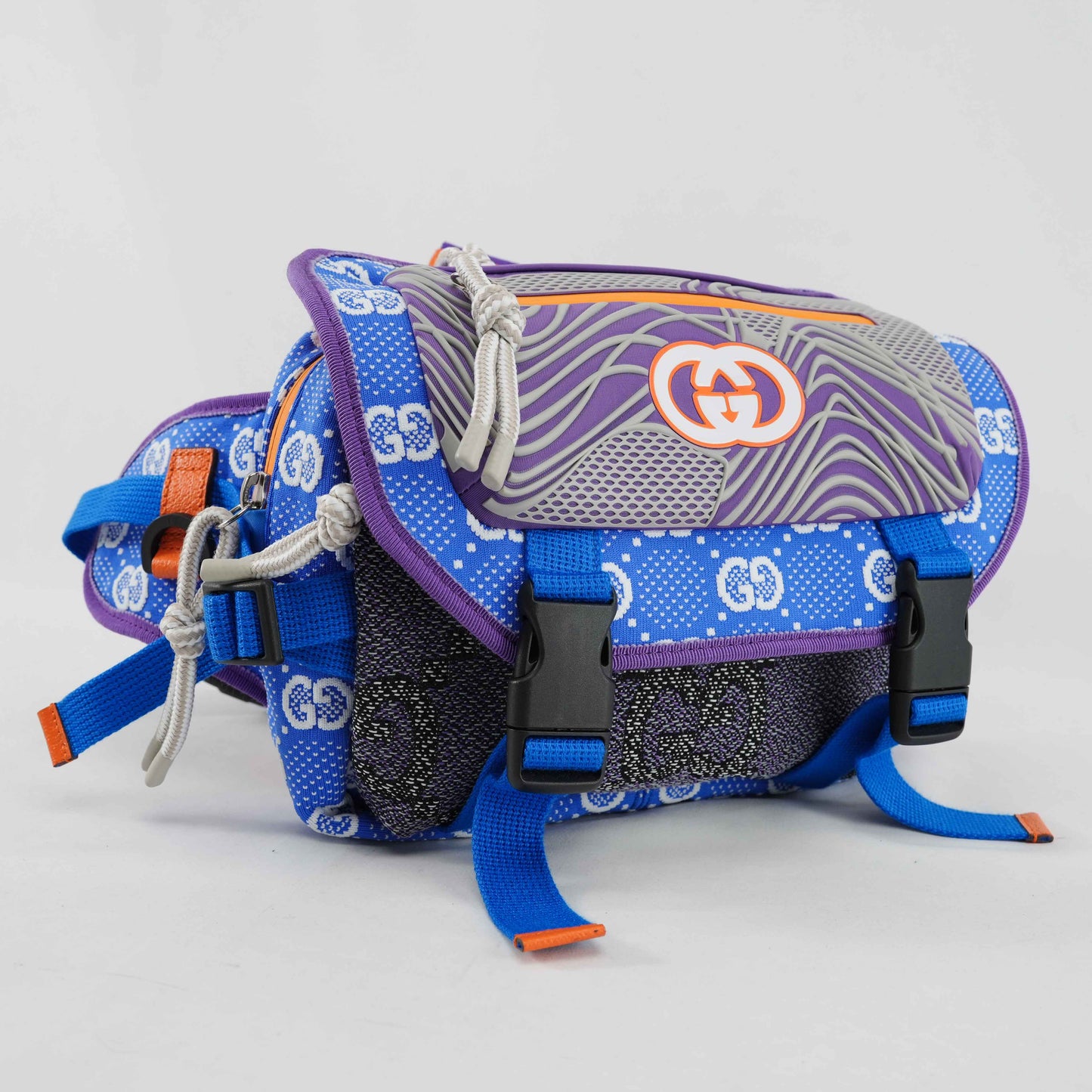 Gucci GG Multicolor Outdoor Technical Canvas Backpack/Body bag – Blue/Purple/Orange