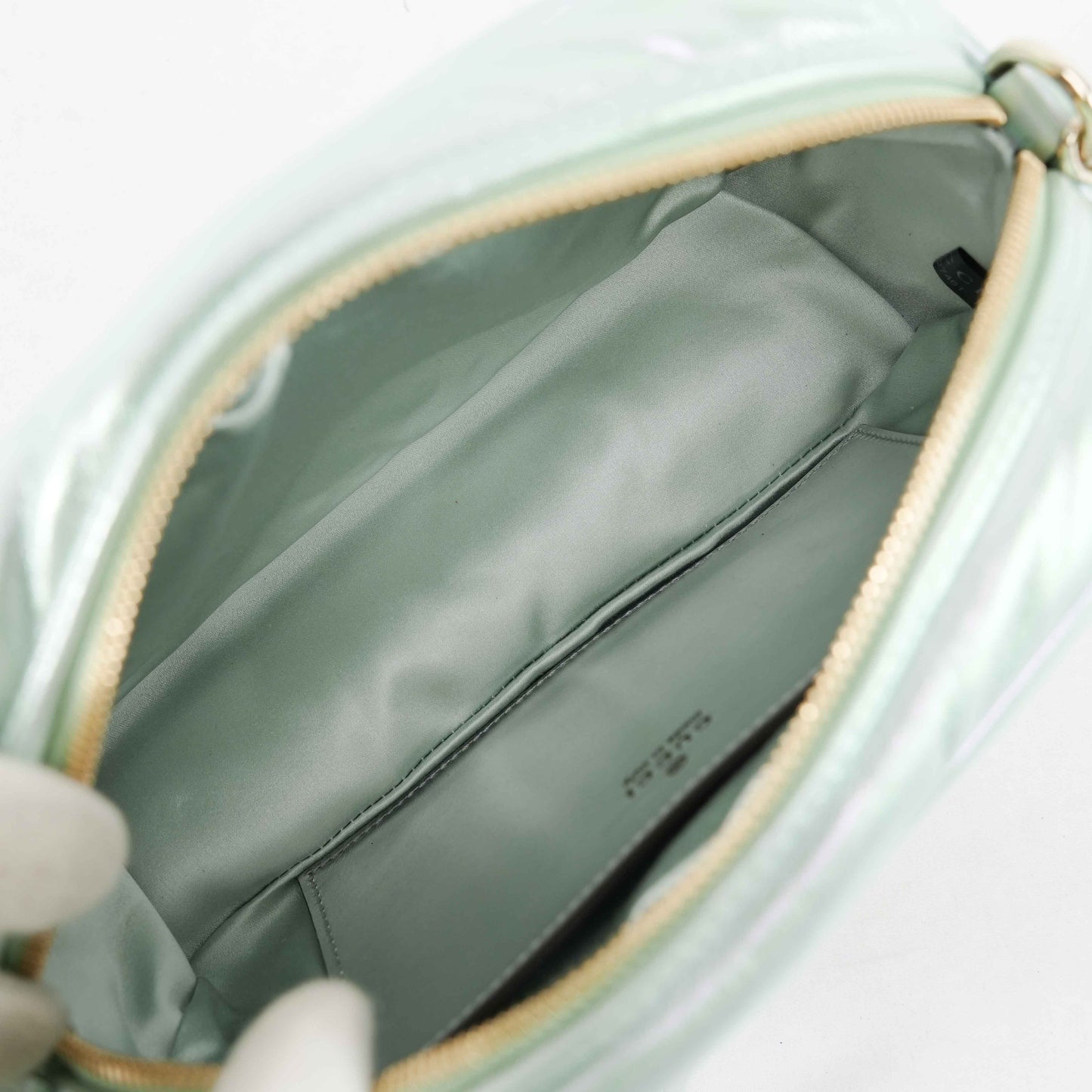 Gucci GG Gucci Iridescent Nappa Chevron Matelasse in Iridescent Mint Green Leather
