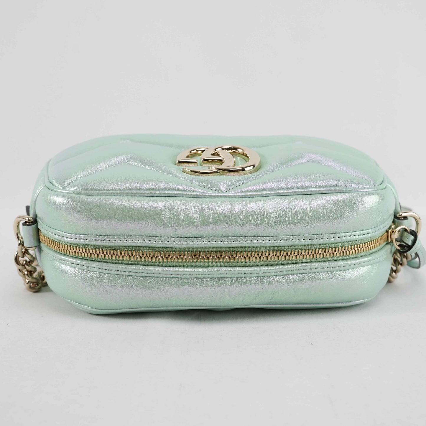 Gucci GG Gucci Iridescent Nappa Chevron Matelasse in Iridescent Mint Green Leather