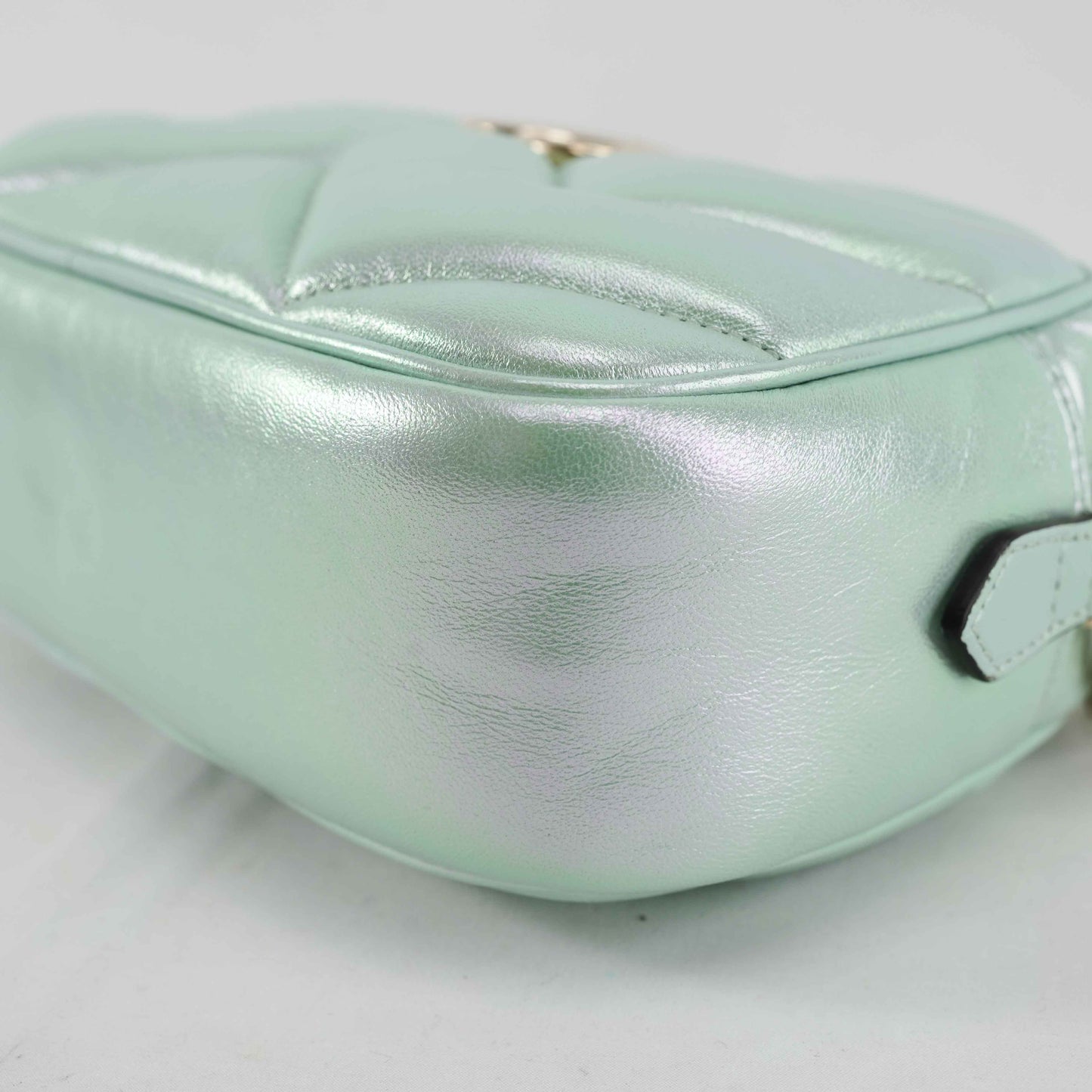 Gucci GG Gucci Iridescent Nappa Chevron Matelasse in Iridescent Mint Green Leather