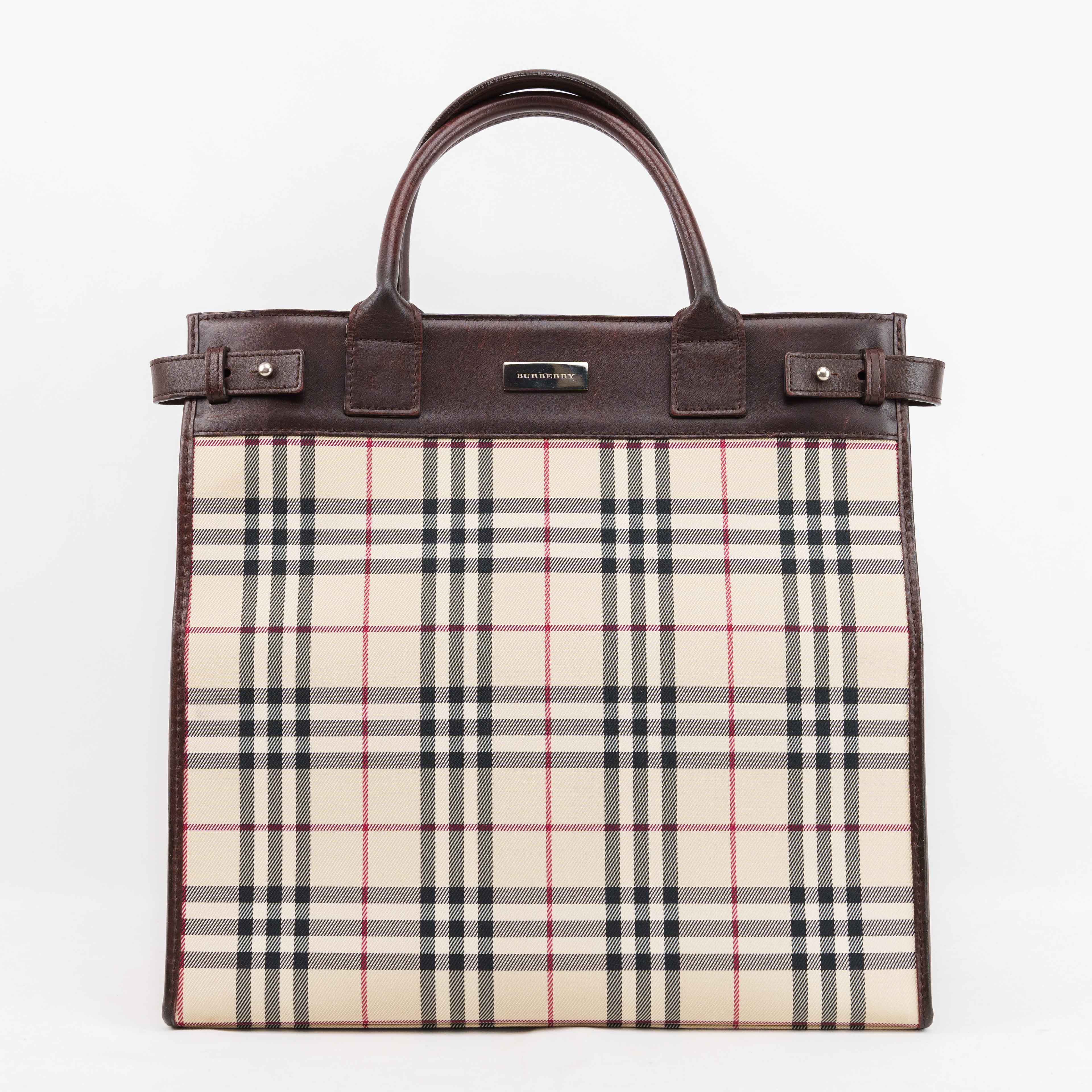 Burberry Nova Check Canvas & Leather Tote Bag – Brown – Connect