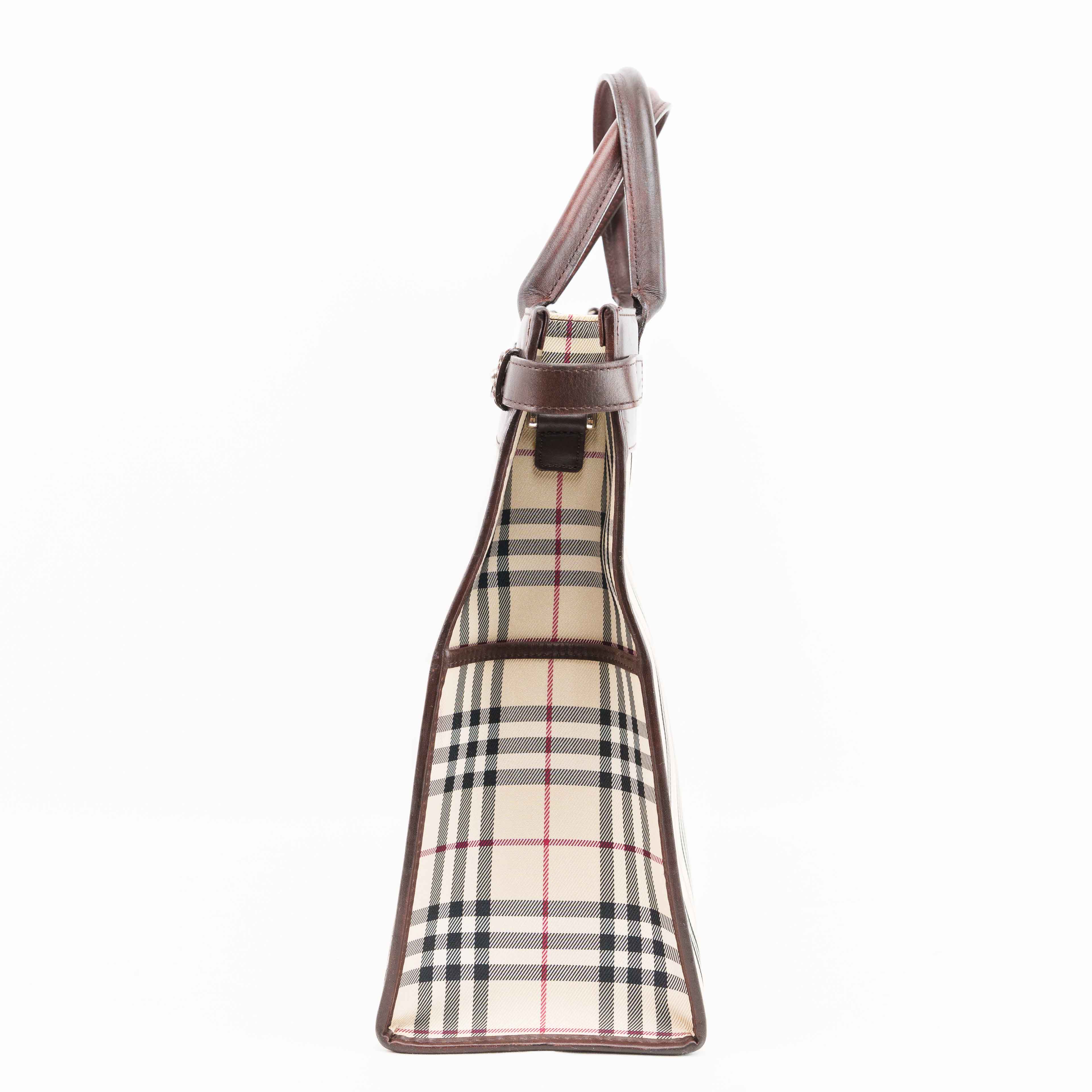 Burberry Nova Check Canvas & Leather Tote Bag – Brown – Connect