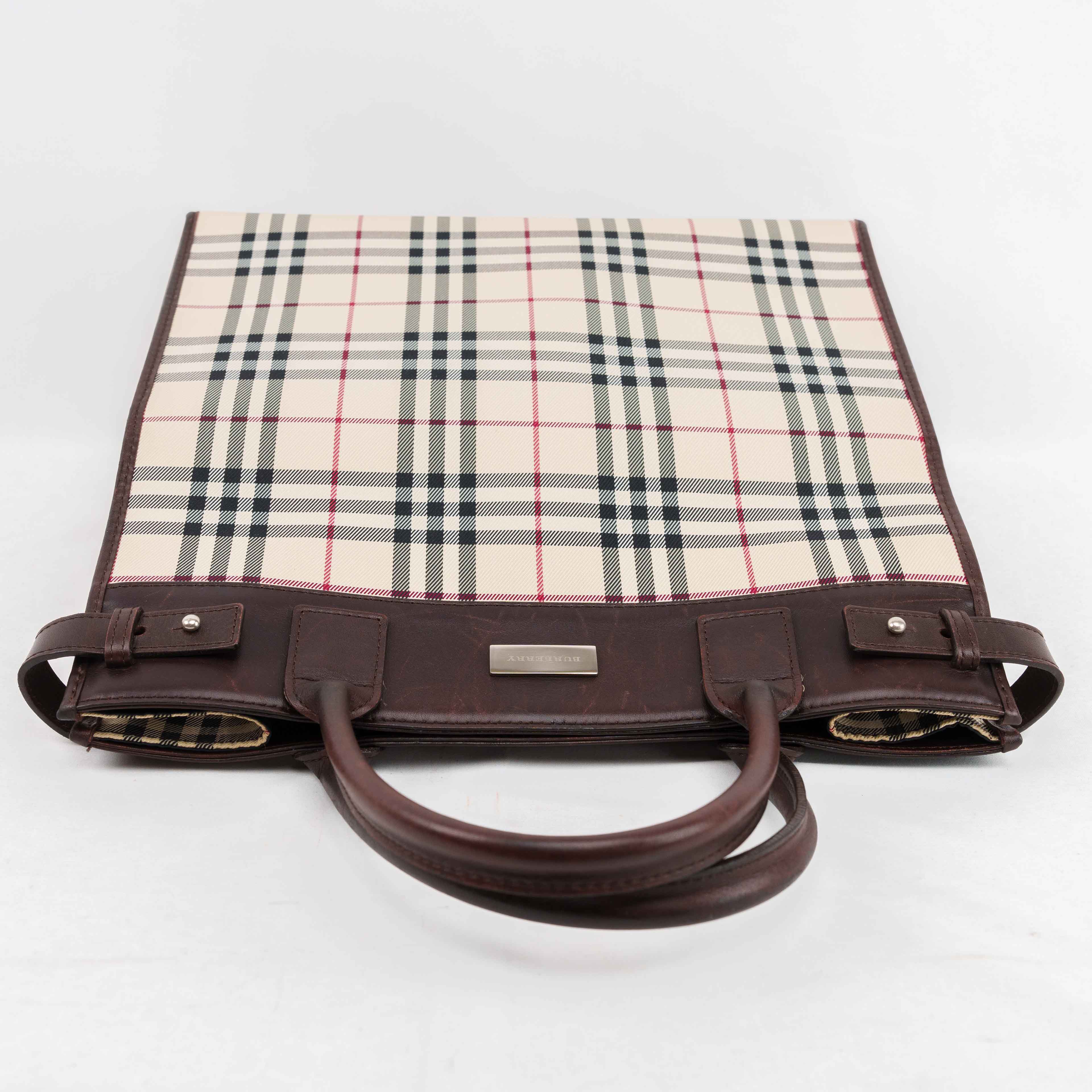 Burberry Nova Check Canvas & Leather Tote Bag – Brown – Connect