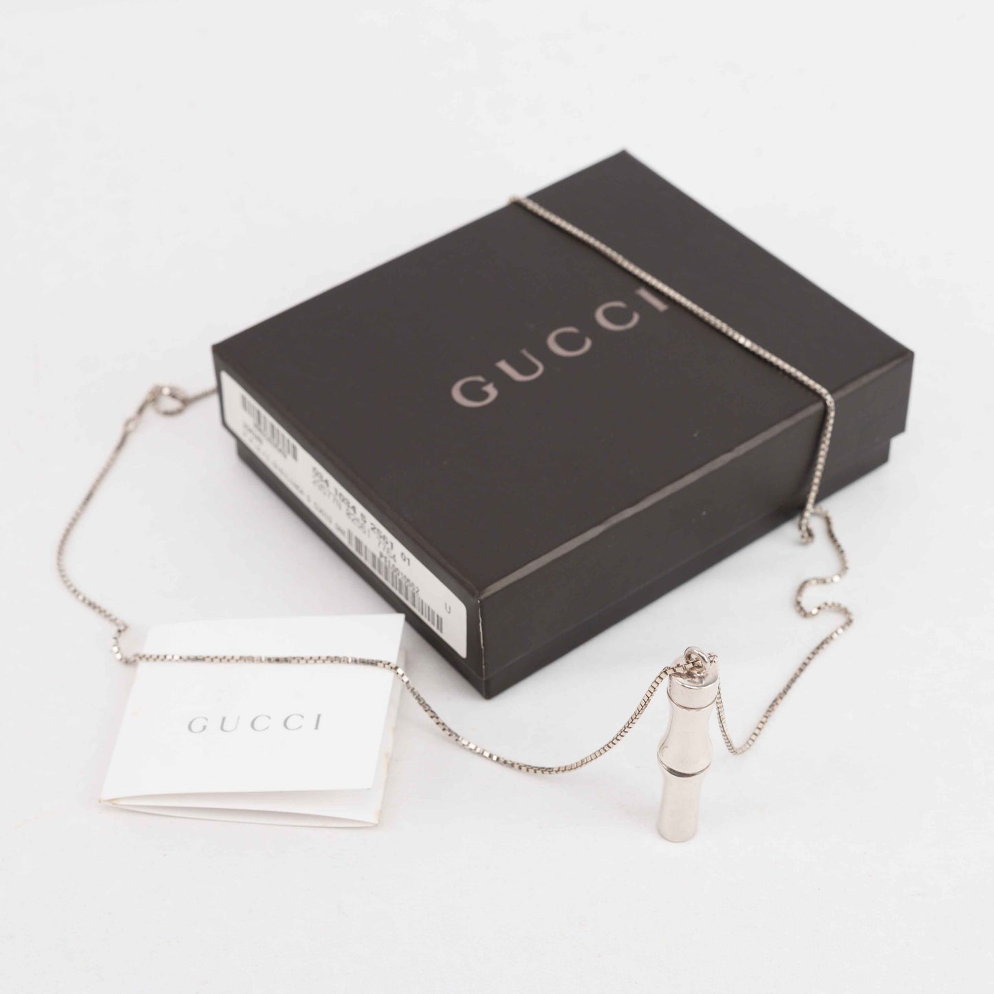Authentic Gucci – Silver Bamboo Pendant Necklace