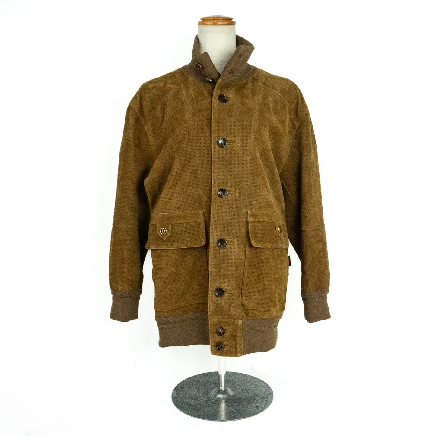 Gucci Bomber Jacket Vintage Look Perforated Suede Leather