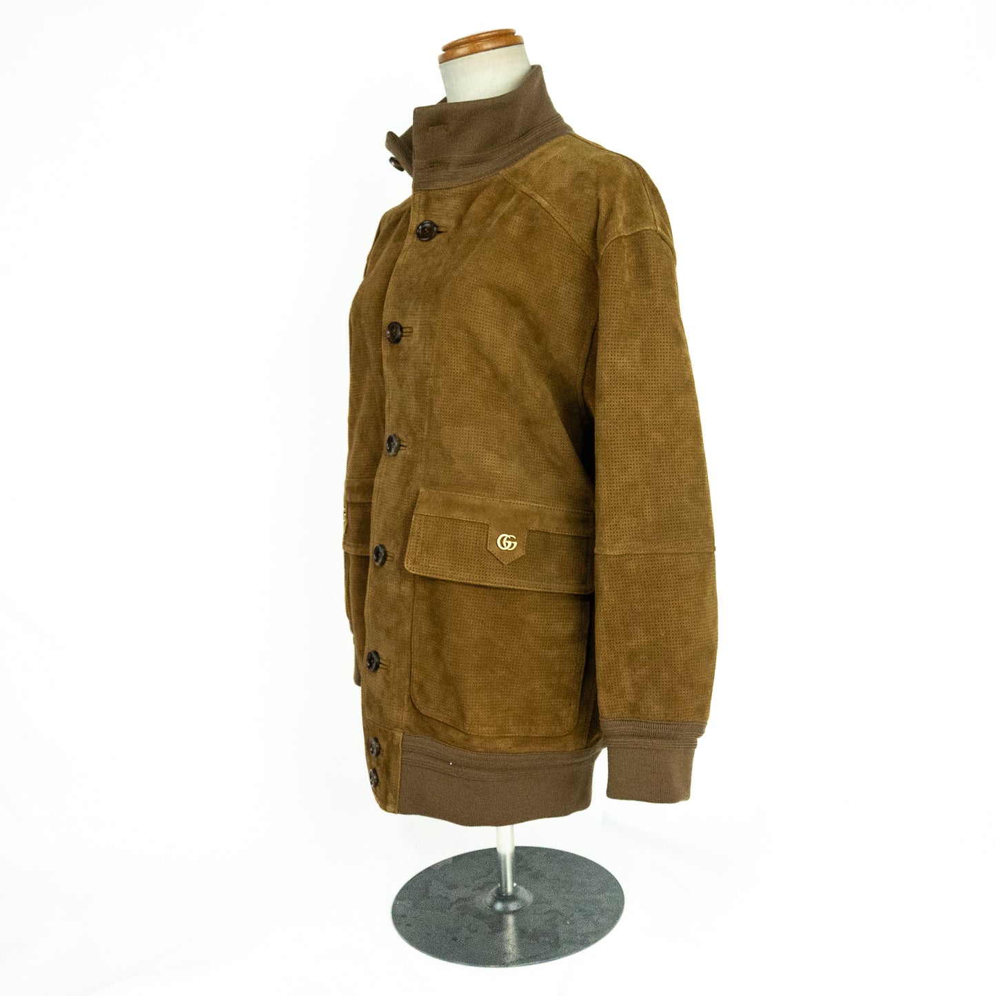 Gucci Bomber Jacket Vintage Look Perforated Suede Leather
