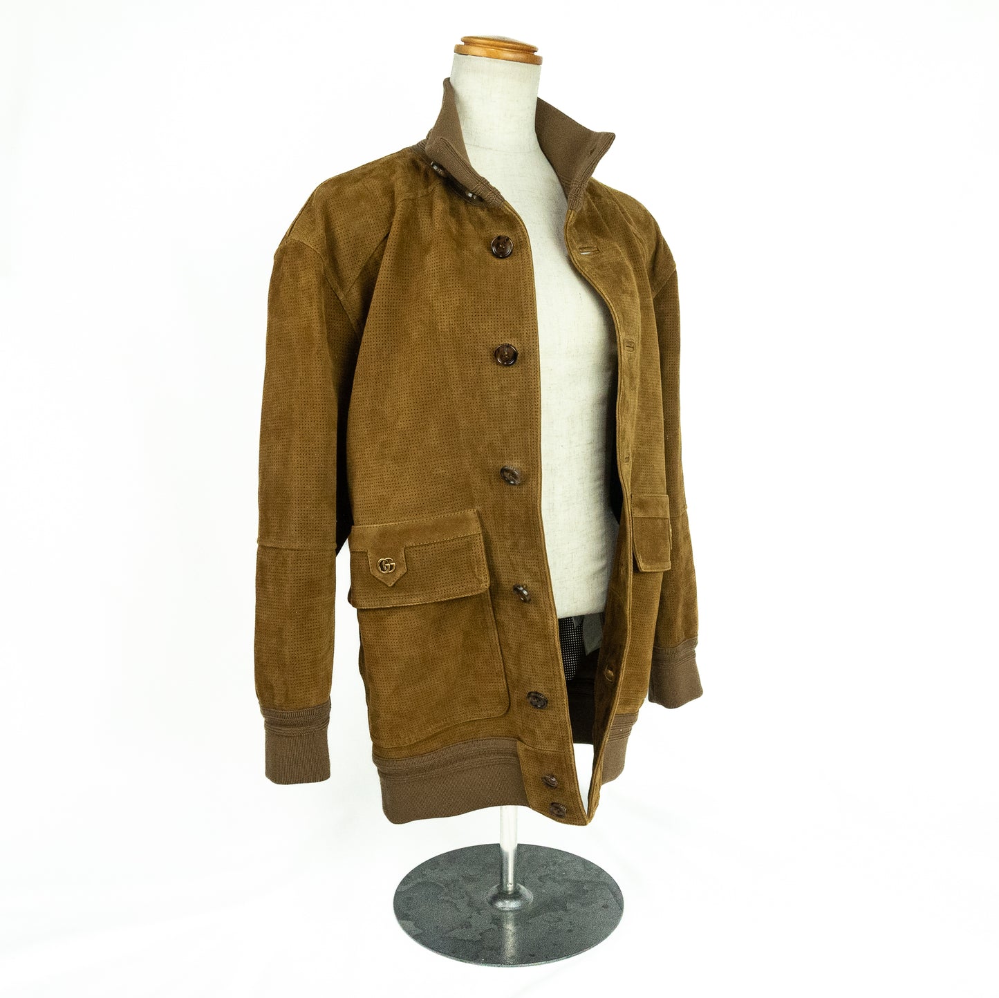 Gucci Bomber Jacket Vintage Look Perforated Suede Leather