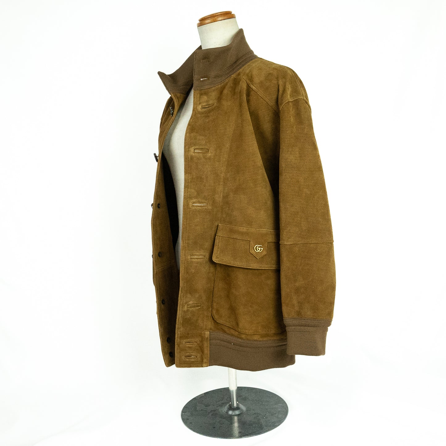 Gucci Bomber Jacket Vintage Look Perforated Suede Leather