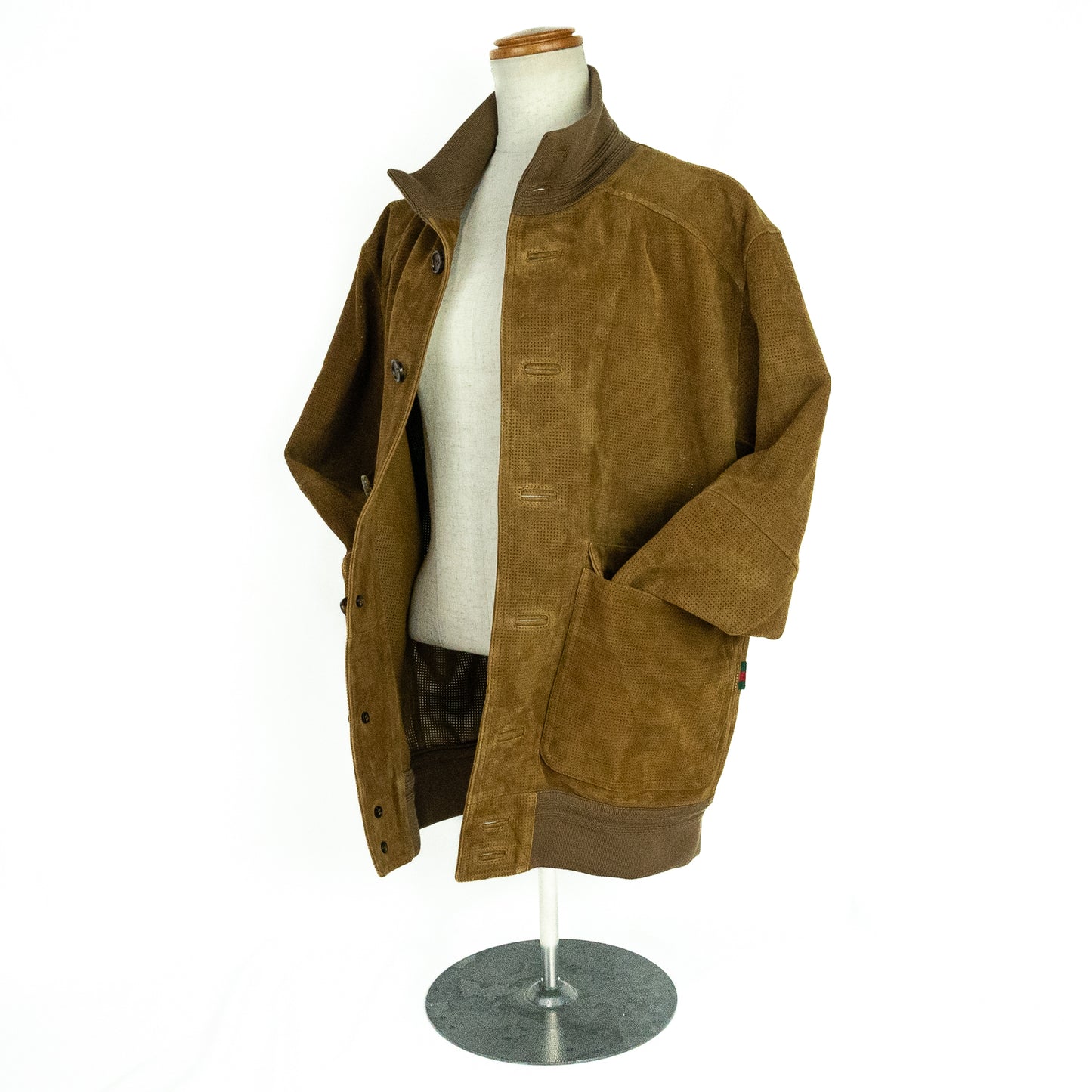 Gucci Bomber Jacket Vintage Look Perforated Suede Leather