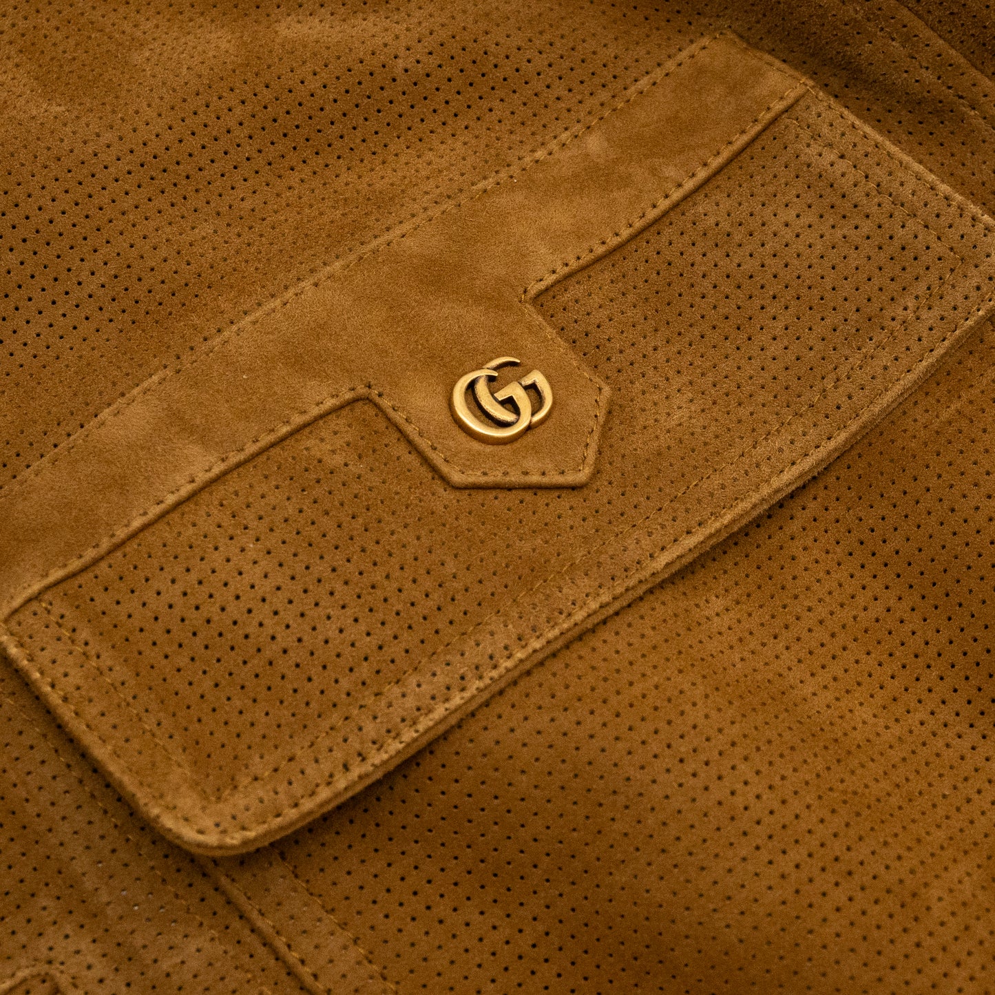 Gucci Bomber Jacket Vintage Look Perforated Suede Leather