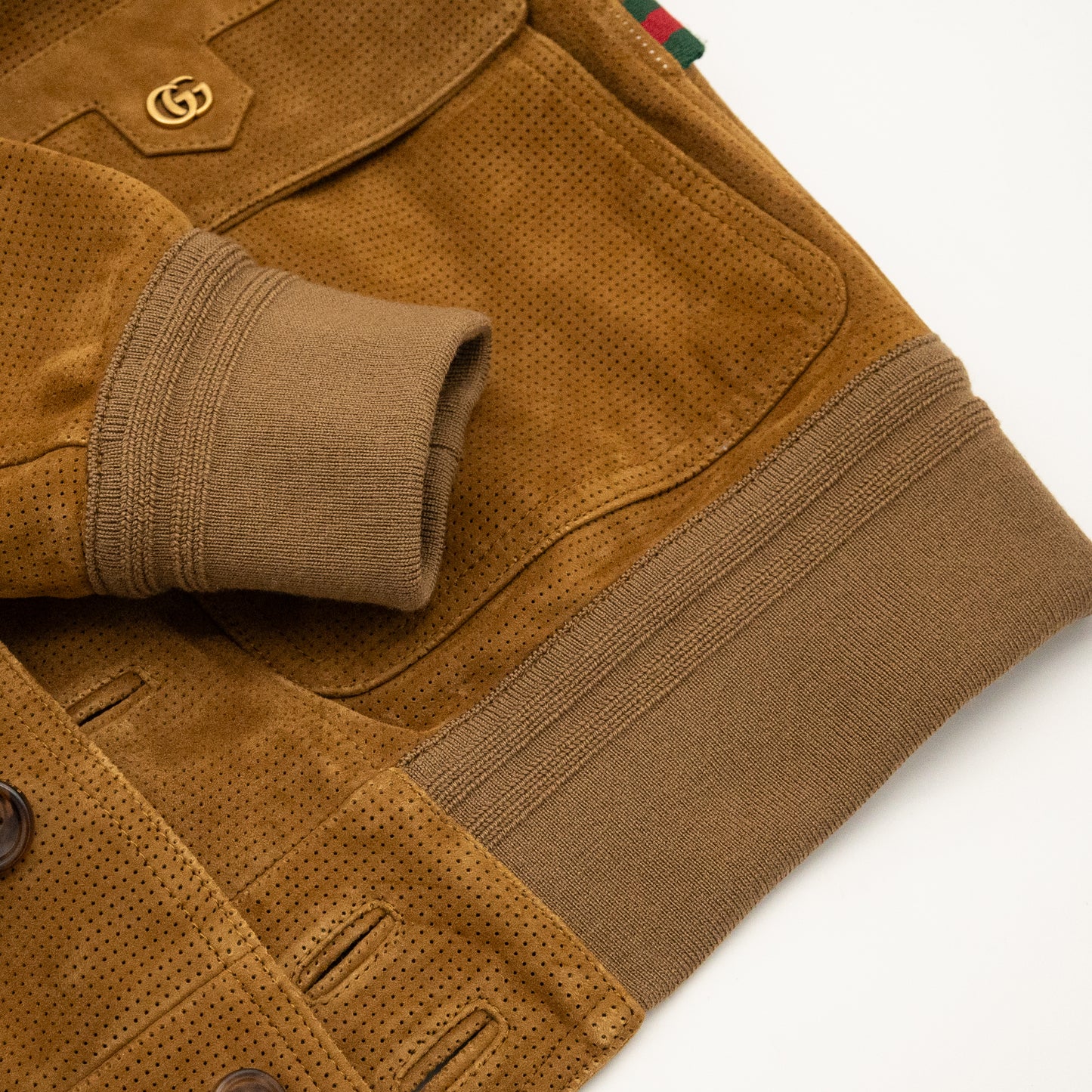 Gucci Bomber Jacket Vintage Look Perforated Suede Leather