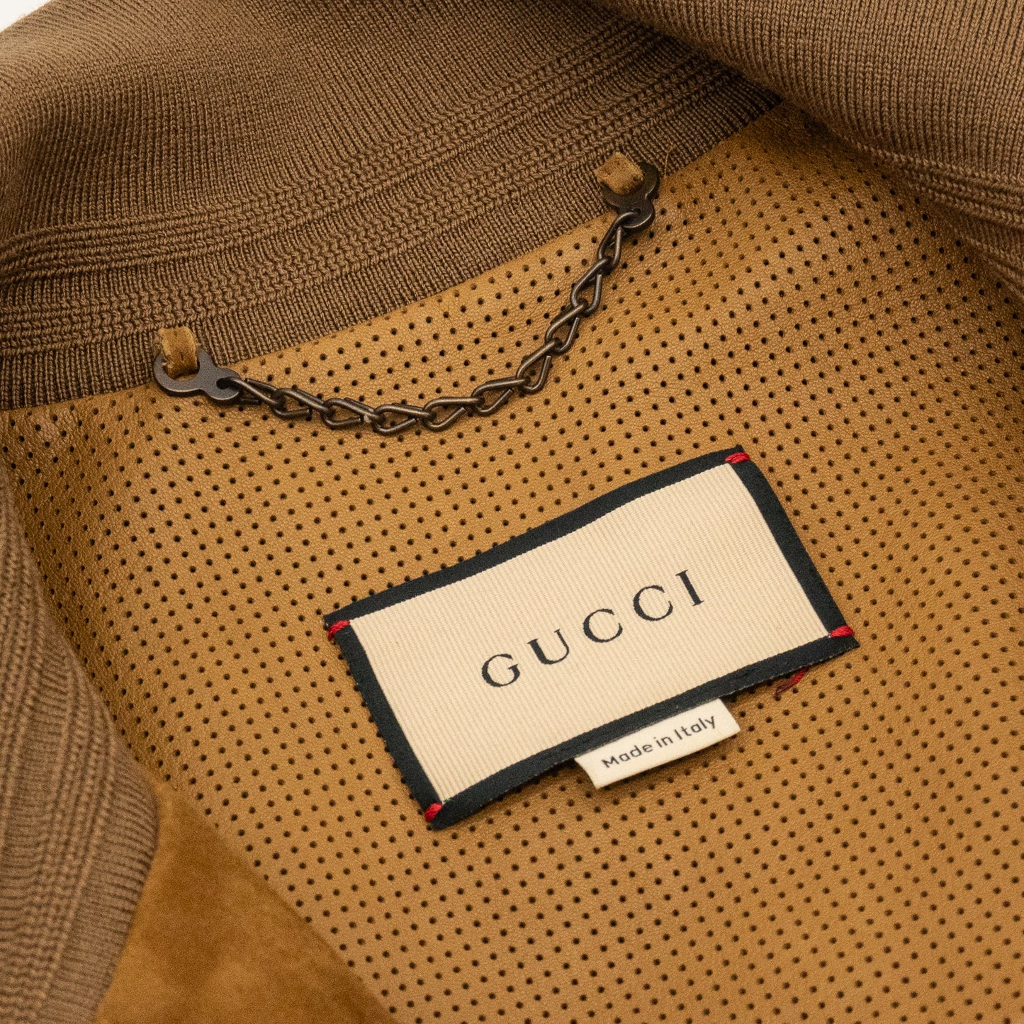 Gucci Bomber Jacket Vintage Look Perforated Suede Leather