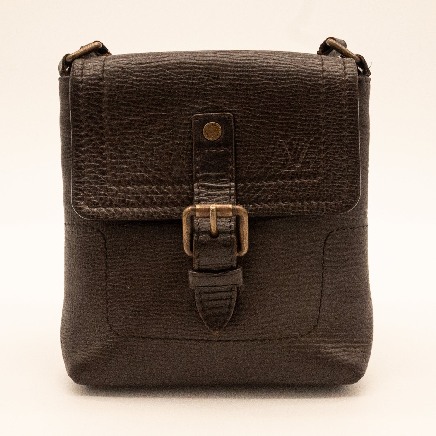 Louis Vuitton Utah Dark Brown Leather Crossbody Bag