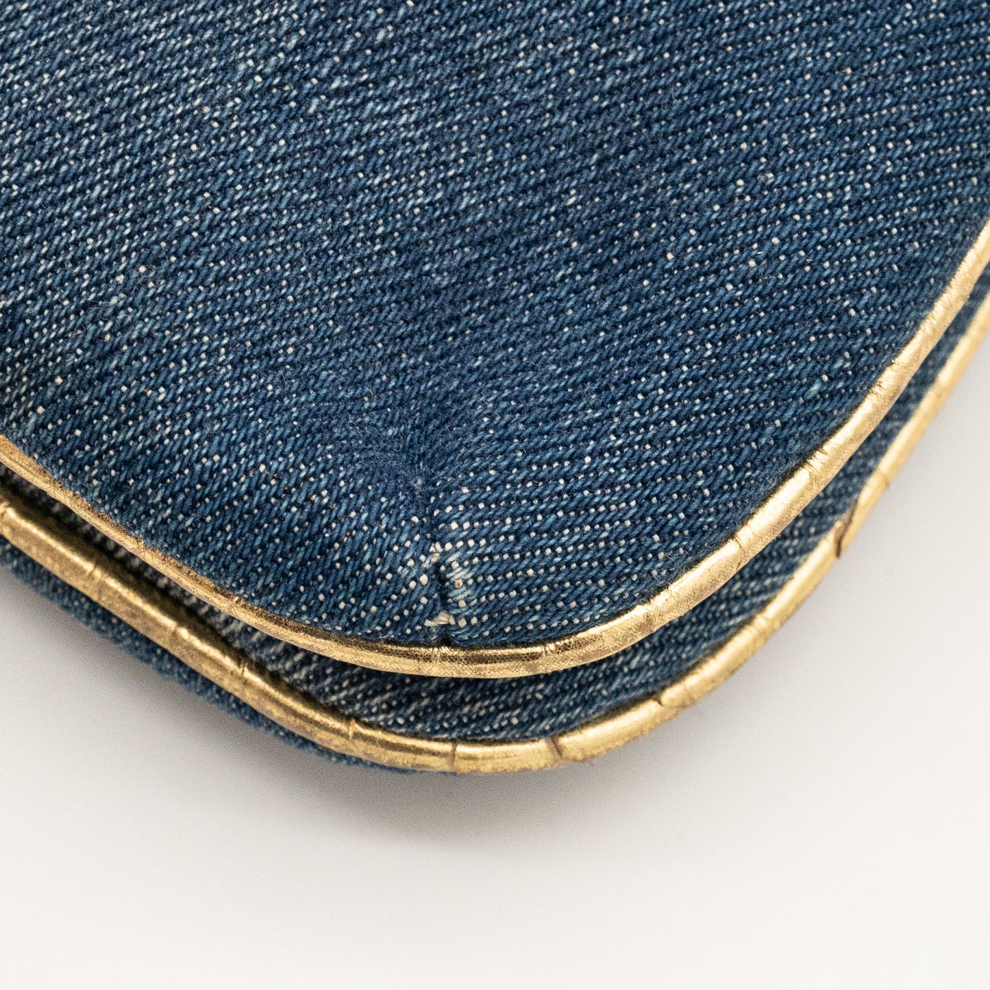 Roberto Cavalli Denim Snake Skin Embossed Clutch Shoulder Bag