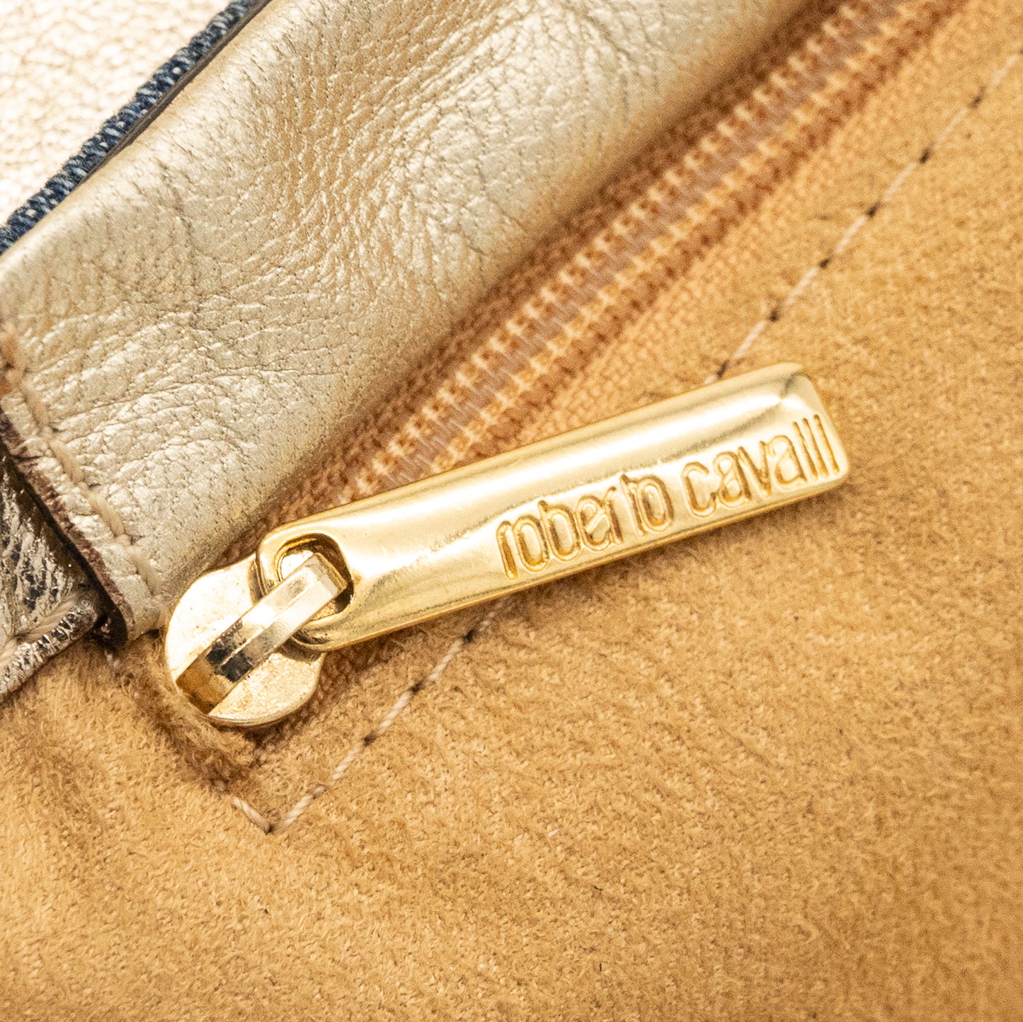 Roberto Cavalli Denim Snake Skin Embossed Clutch Shoulder Bag