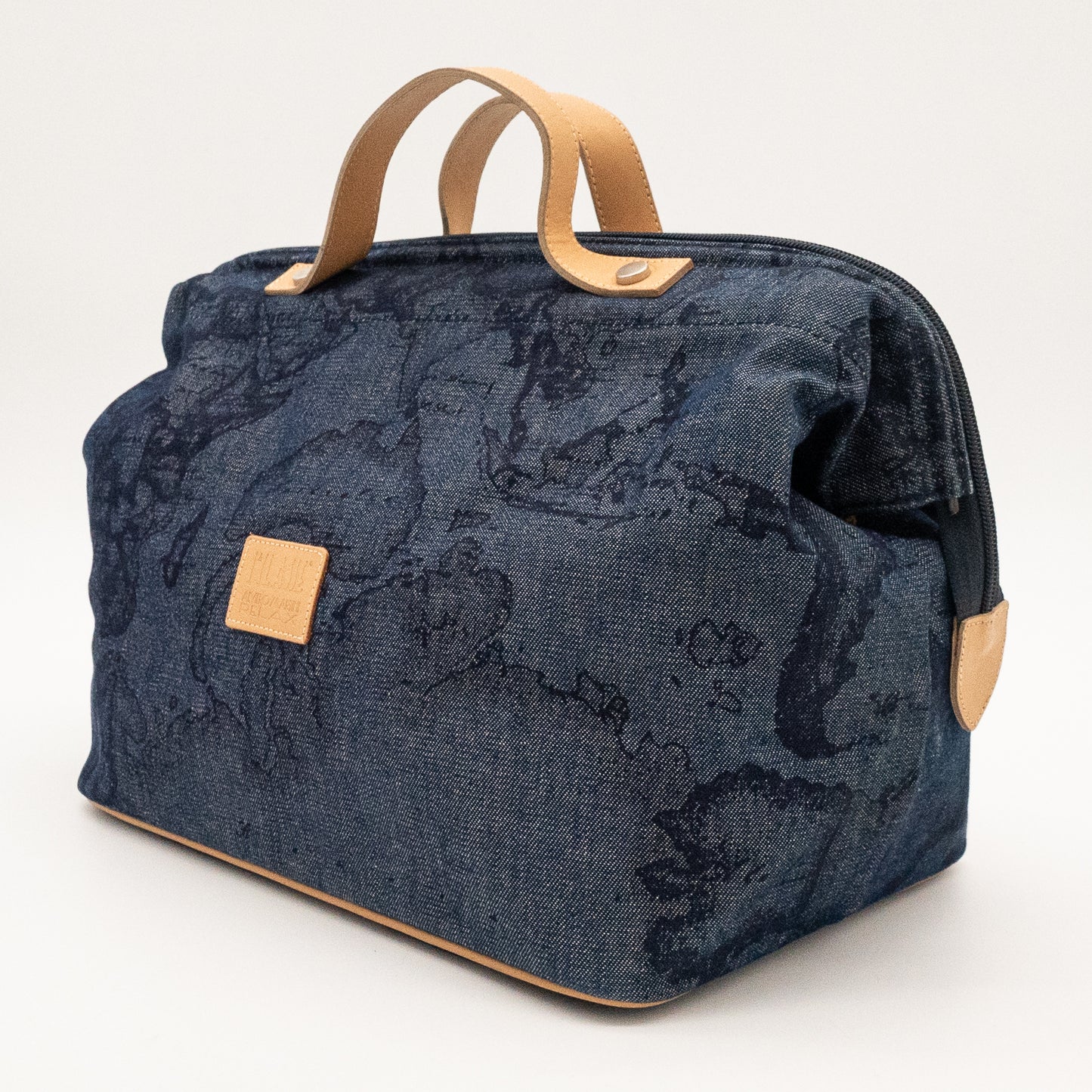Alviero Martini 1A Classe Denim Map Print Bag Made in Italy