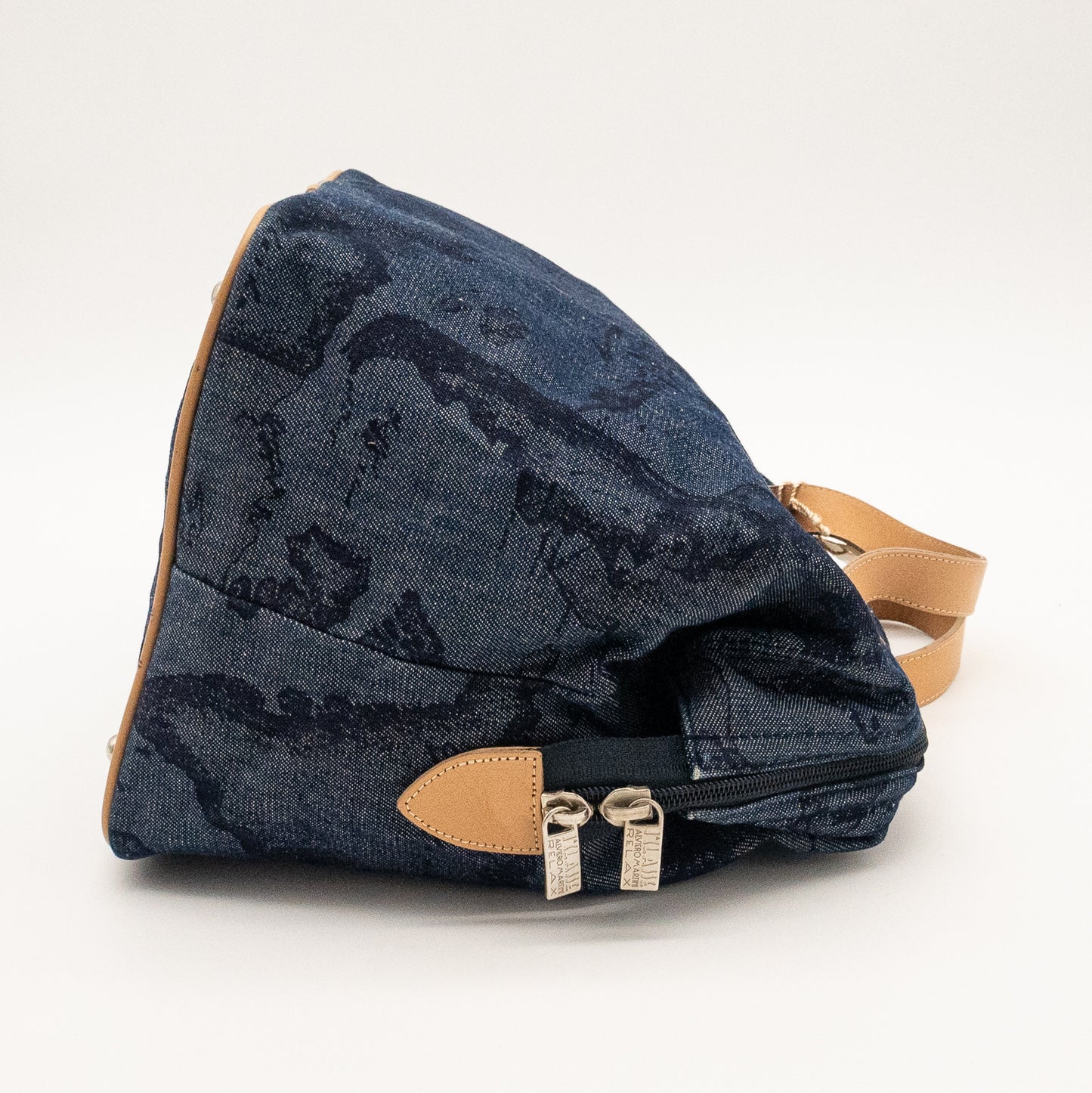 Alviero Martini 1A Classe Denim Map Print Bag Made in Italy