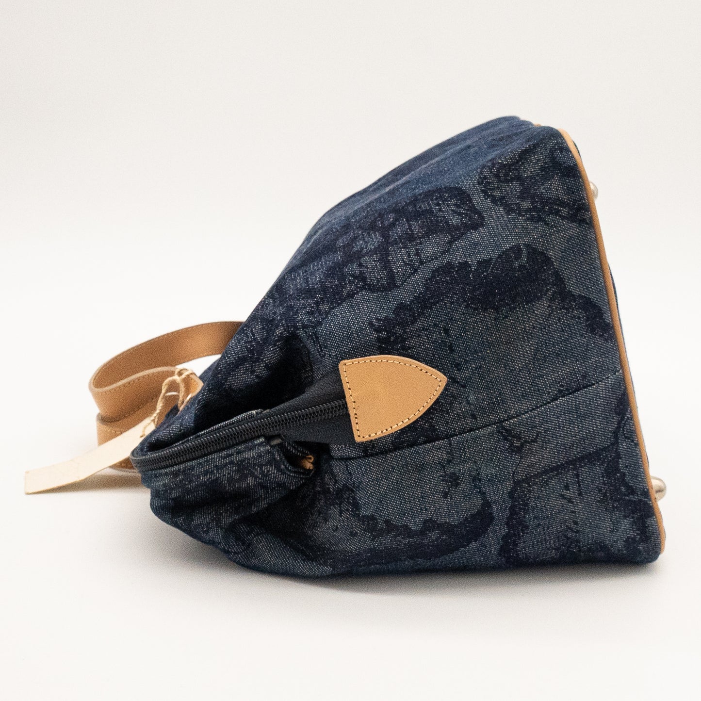 Alviero Martini 1A Classe Denim Map Print Bag Made in Italy