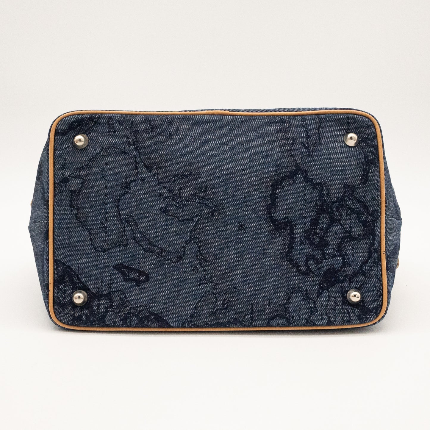 Alviero Martini 1A Classe Denim Map Print Bag Made in Italy
