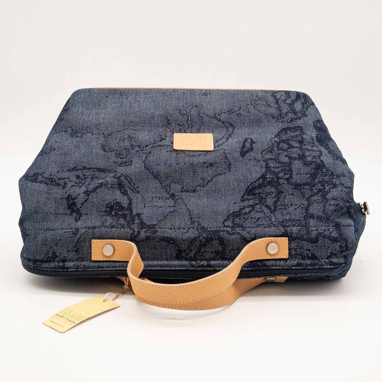 Alviero Martini 1A Classe Denim Map Print Bag Made in Italy
