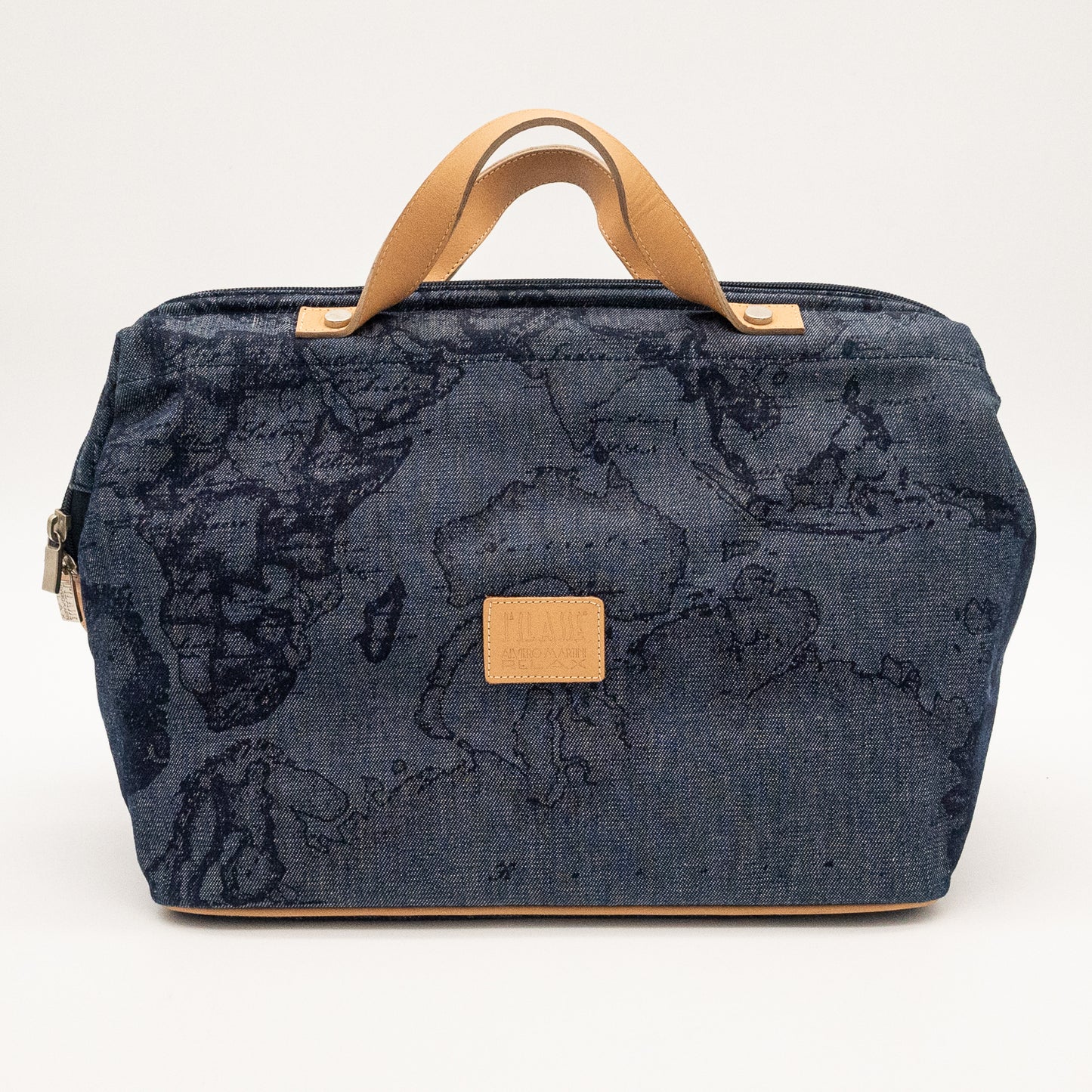 Alviero Martini 1A Classe Denim Map Print Bag Made in Italy