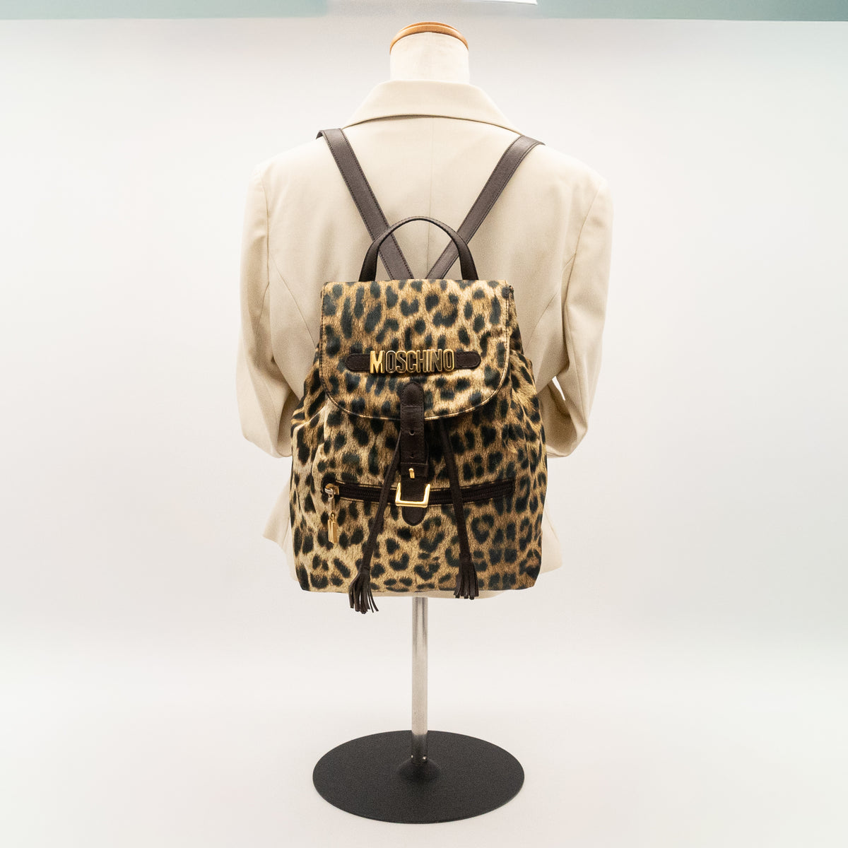 MOSCHINO Leapord Print Nylon Backpack