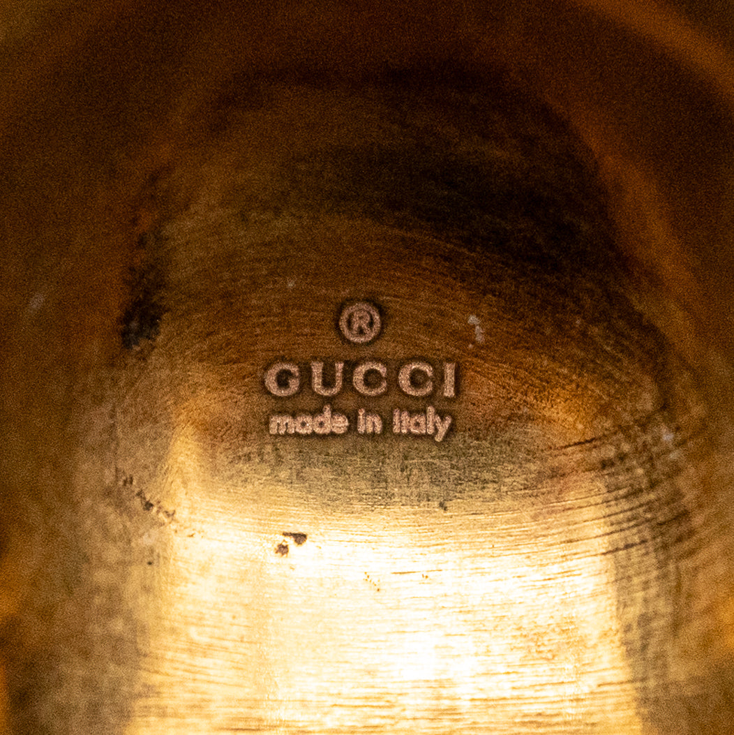 Authentic Gucci Lion Head Motif Black Crystal Ring In Gold & Black