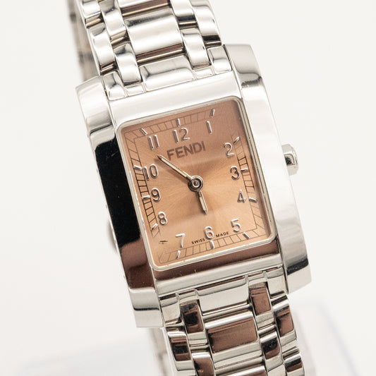 Fendi Rectangular Orologi Sapphire Crystal Watch Salmon Dial – Swiss Made