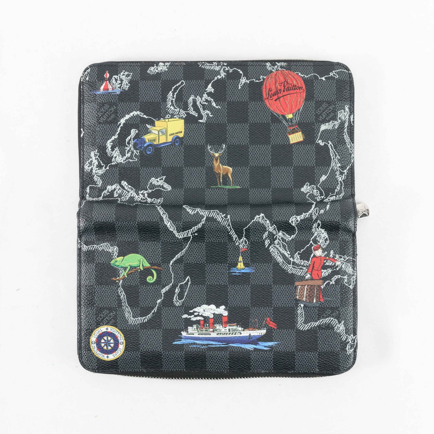 Louis Vuitton Brazza Wallet in Damier Graphite World Tour Print