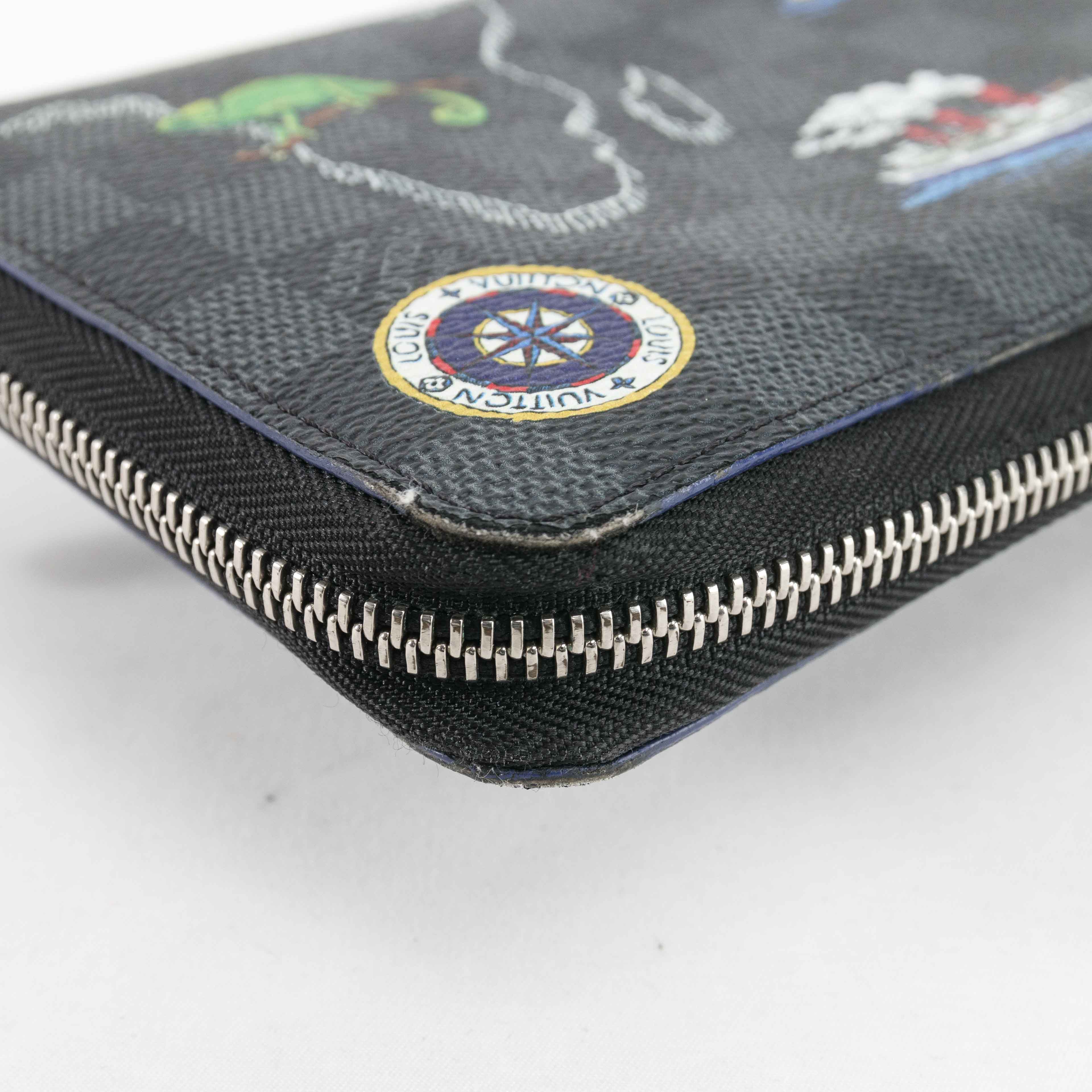 ルイヴィトン　ジッピーパス Louis Vuitton Brazza Wallet in Damier Graphite World Tour Print