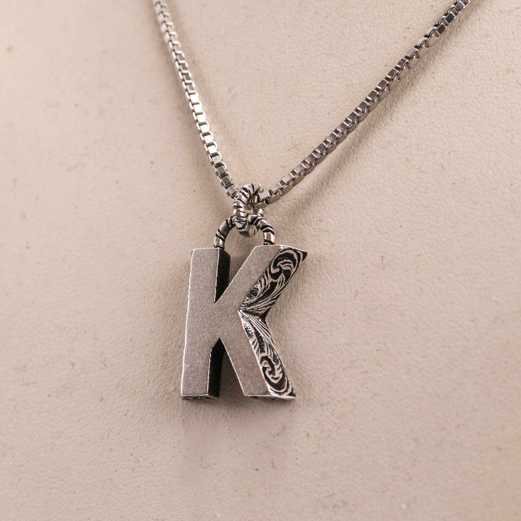 Authentic Gucci Silver Necklace with "K" Pendant