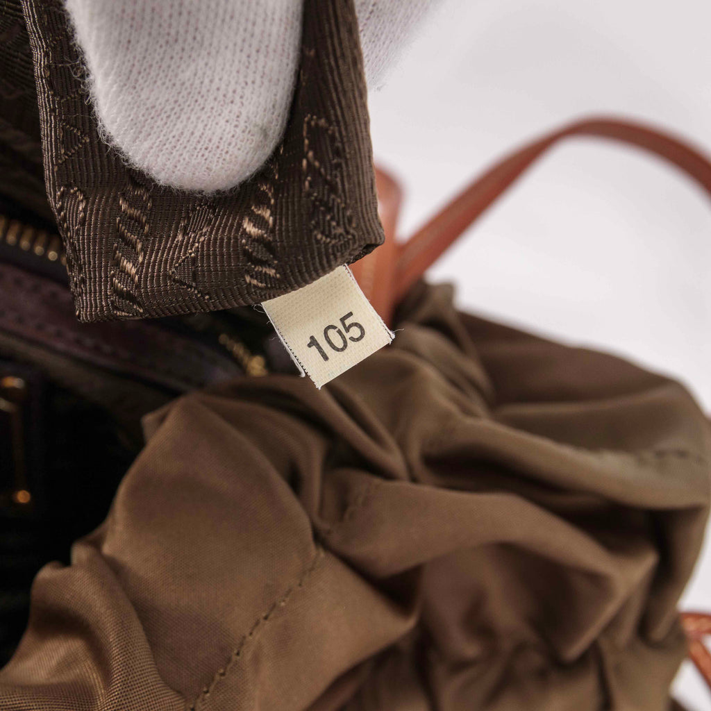 Authentic Prada Tessuto Drawstring Tote Bag Brown