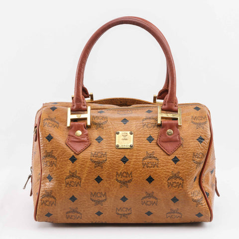 Authentic MCM Brown Visetos Leather Satchel bag