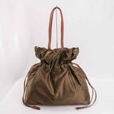 Authentic Prada Tessuto Drawstring Tote Bag Brown