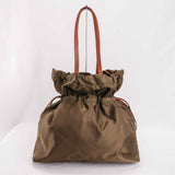 Authentic Prada Tessuto Drawstring Tote Bag Brown