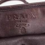 Authentic Prada Brown/Black Nylon and Leather Whipstitch Pocket Shoulder Bag