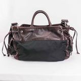 Authentic Prada Brown/Black Nylon and Leather Whipstitch Pocket Shoulder Bag