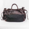 Authentic Prada Brown/Black Nylon and Leather Whipstitch Pocket Shoulder Bag