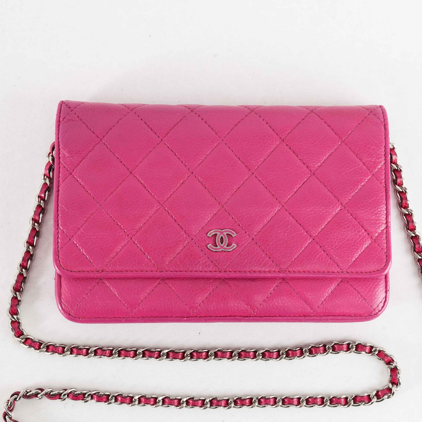 Chanel Classic Quilted Chain Wallet in Pink Caviar Leather
