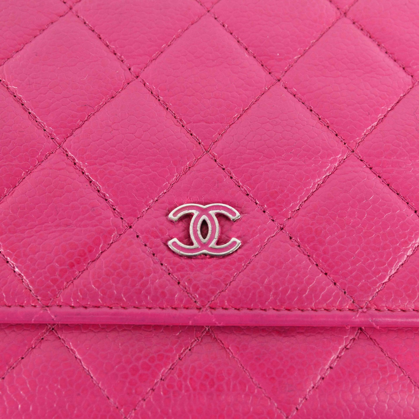 Chanel Classic Quilted Chain Wallet in Pink Caviar Leather